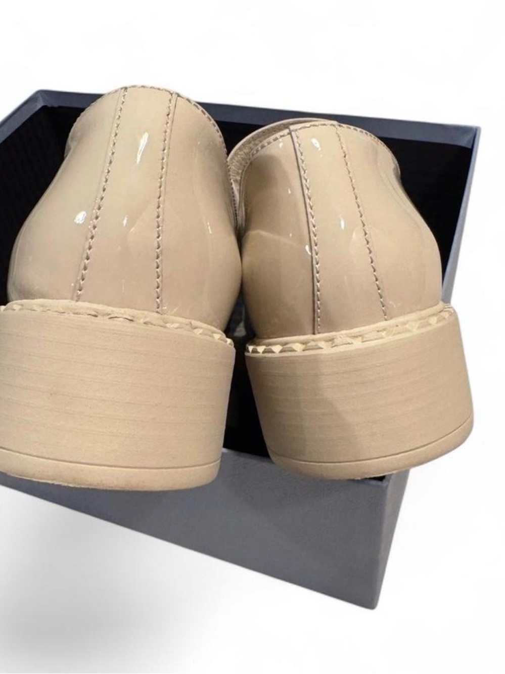 Prada Women’s Beige Patent Leather Loafers - Picture 7 of 8